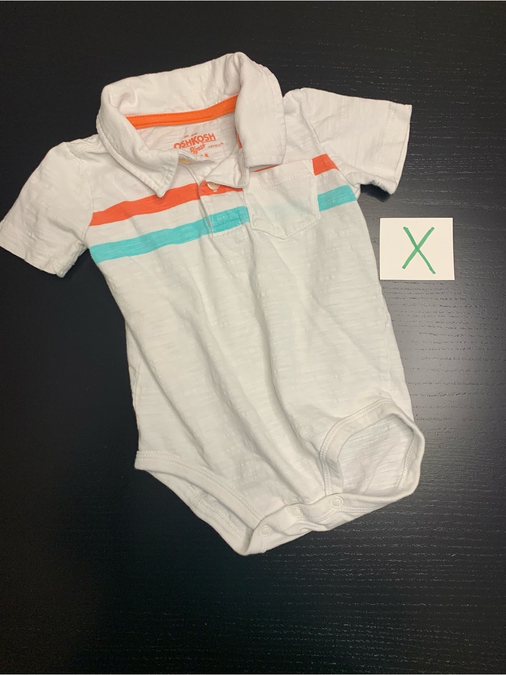 ⭐️2/$5.00⭐️ OshKosh B'gosh 9m Collard Short Sleeve Onesie